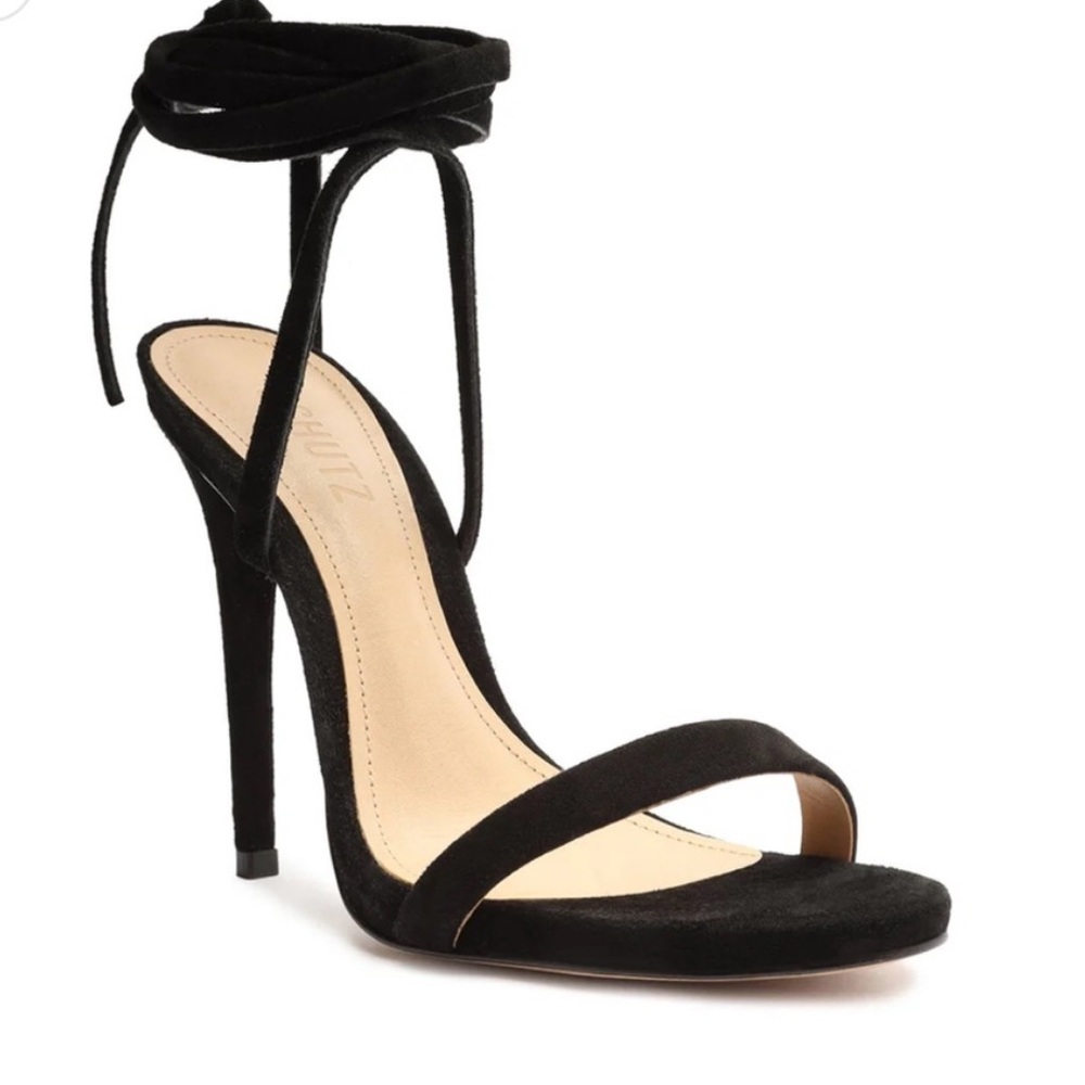Schutz Cloe Suede Lace-Up Heel/Stiletto like new black size 8